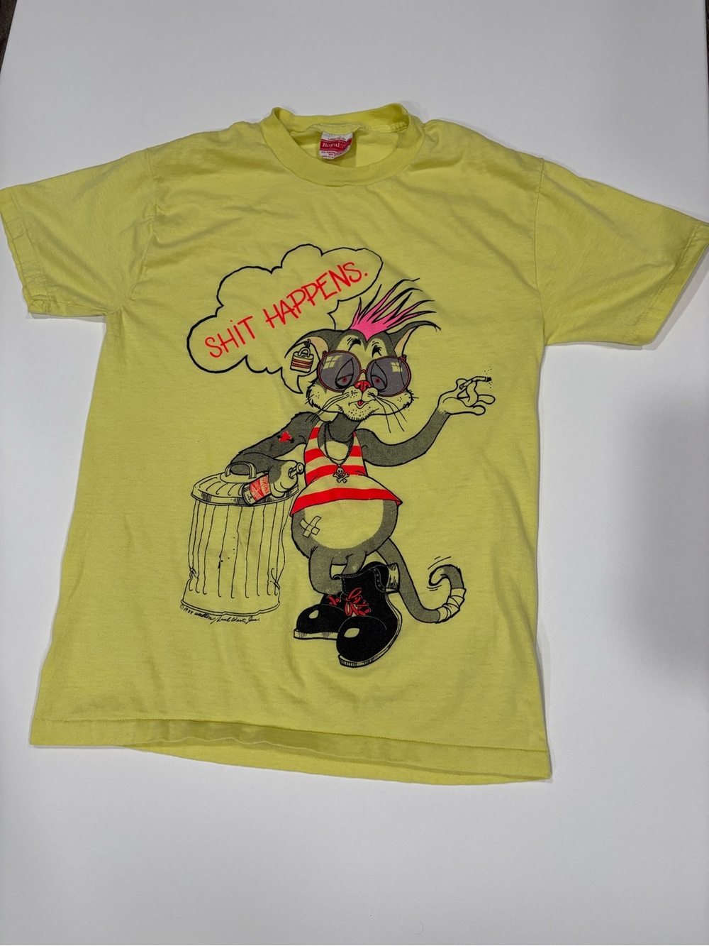 Genuine Vintage 1988 “Shit Happens” Punk Cat T-Shirt